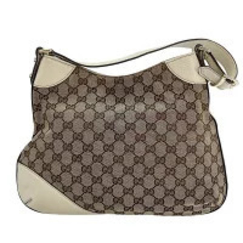 Gucci Cream Beige Canvas Bag Shoulder GG Horsebit Cream Tan